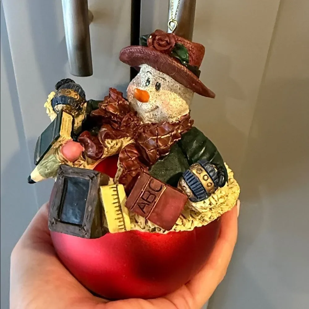 Snowman Ornament - Red and Brown